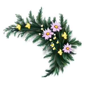 Hand-drawn Corner Flower Png Bhe PNG Image