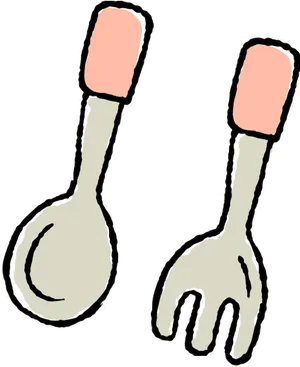 Hand Drawn Forkand Spoon PNG Image