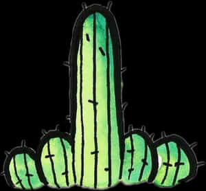 Hand Drawn Green Cactus Illustration PNG with transparent background