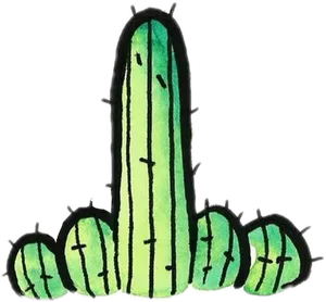 Hand Drawn Green Cactus Illustration PNG Image