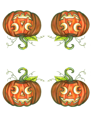 Hand Drawn Halloween Pumpkin Lanterns PNG image with transparent background