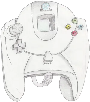 Hand Drawn Sega Dreamcast Controller Sketch PNG Image