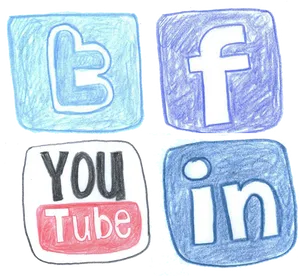 Hand Drawn Social Media Icons PNG Image