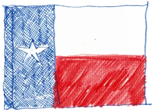 Hand Drawn Texas Flag Crayon Sketch PNG Image