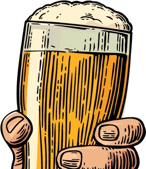 Hand Holding Beer Glass Illustration PNG Image