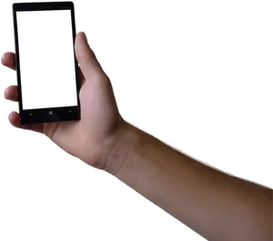 Hand Holding Black Smartphone PNG Image