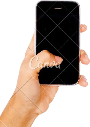 Hand Holding Black Smartphone Clipart PNG Image