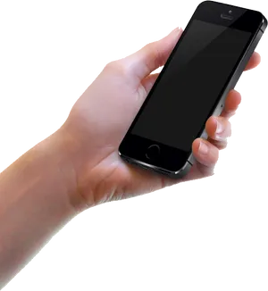 Hand Holding Black Smartphone PNG Image