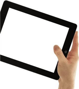 Hand Holding Blank Tablet PNG image with transparent background