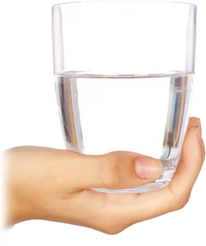 Hand Holding Clear Water Glass PNG Image