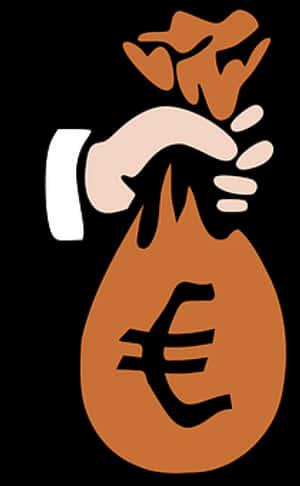 Hand Holding Euro Money Bag PNG image with transparent background