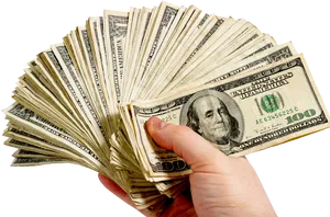 Hand Holding Fanof U S Dollars PNG Image