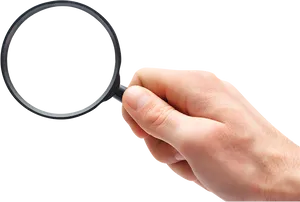 Hand Holding Magnifying Glass PNG Image