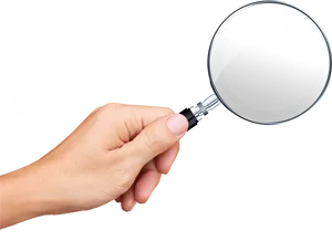 Hand Holding Magnifying Glass Black Background.jpg PNG Image