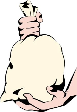 Hand Holding Money Bag Silhouette PNG Image