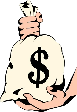 Hand Holding Money Bag Vector PNG Image