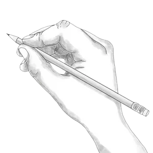 Hand Holding Pencil Sketch PNG Image