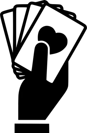 Hand Holding Playing Cards Silhouette PNG Image