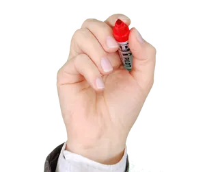 Hand Holding Red Marker PNG Image