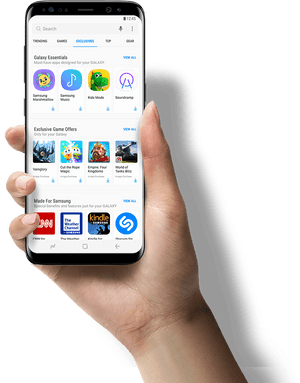 Hand Holding Smartphone App Store PNG image with transparent background