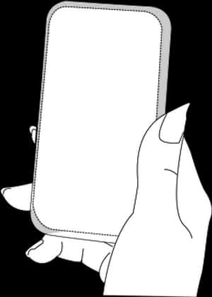 Hand Holding Smartphone Outline PNG image with transparent background