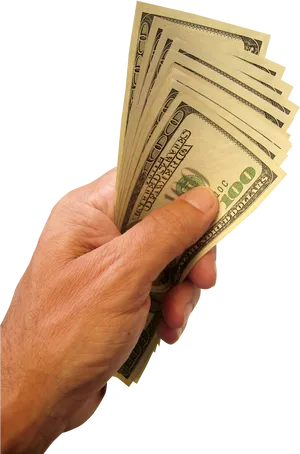 Hand Holding U S Dollar Bills PNG Image