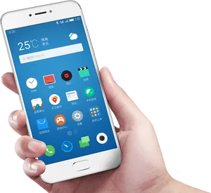 Hand Holding White Smartphone PNG Image