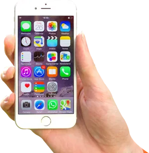 Hand Holdingi Phone Displaying Apps PNG Image