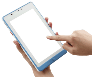 Hand Interactingwith Tablet Screen PNG image with transparent background