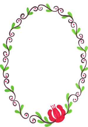 Hand Painted Floral Oval Frame PNG Image