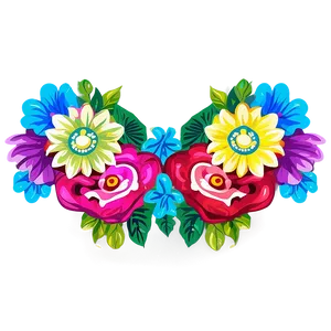 Hand-painted Mexican Flowers Png Qmv80 PNG Image