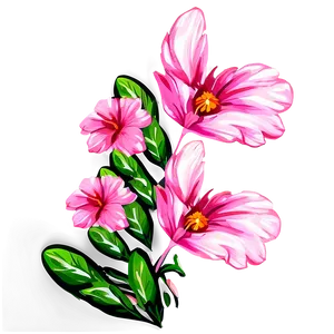 Hand-painted Pink Flowers Png Sgn PNG Image