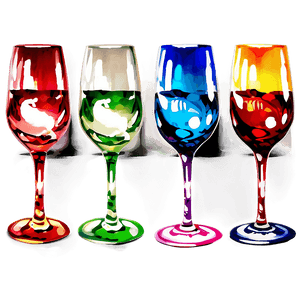 Hand-Painted Wine Glasses PNG hdc PNG