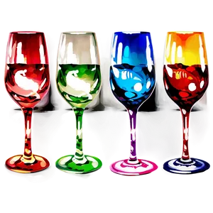 Hand-painted Wine Glasses Png Hdc PNG Image