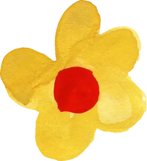 Hand Painted Yellow Flower Artwork PNG Image