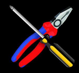 Hand Tools Crossed Illustration PNG image with transparent background