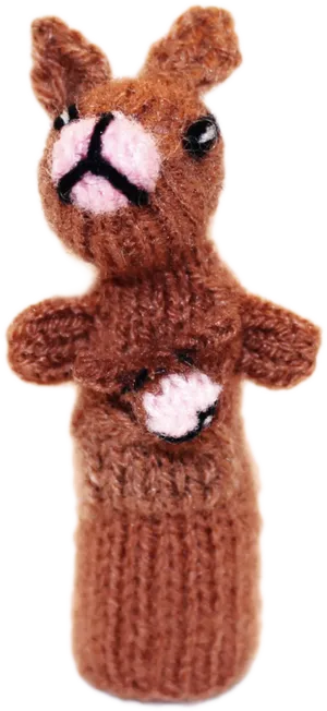 Handmade Brown Knitted Finger Puppet PNG Image