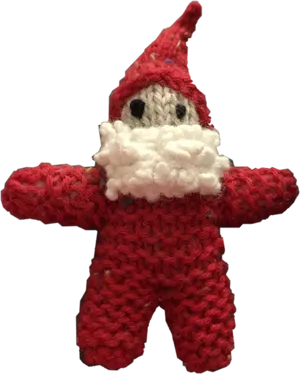 Handmade Knitted Santa Figurine PNG Image