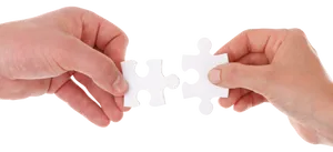 Hands Connecting Jigsaw Puzzle Pieces PNG Image