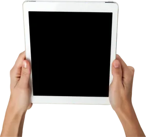 Hands Holding Tablet With Blank Screen PNG Image