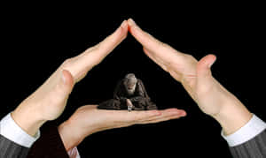Hands Protecting Small Figure PNG with transparent background