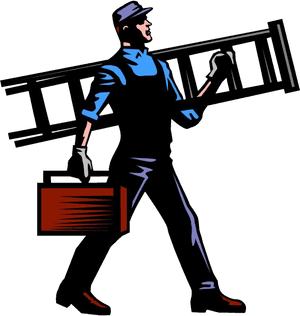 Handyman Carrying Ladderand Toolbox PNG with transparent background