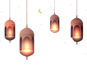 Hanging Lanterns Nighttime Scene PNG image with transparent background