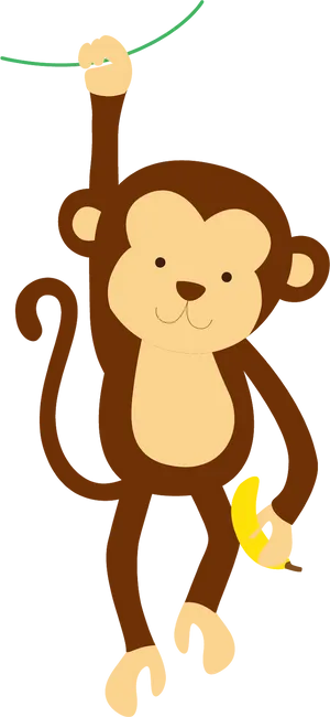 Hanging Monkey With Banana PNG Image