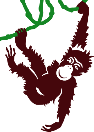 Hanging Orangutan Silhouette PNG with transparent background