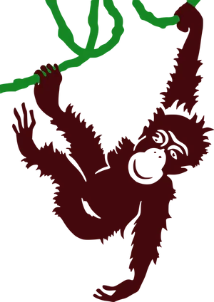 Hanging Orangutan Silhouette PNG Image
