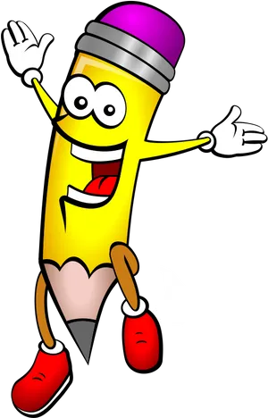 Happy Animated Pencil Clipart PNG Image