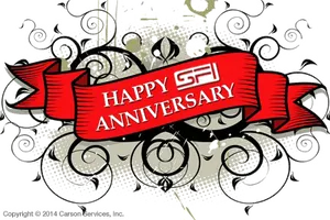 Happy Anniversary Floral Emblem PNG Image