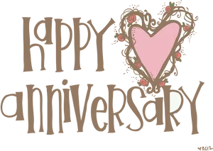 Happy Anniversary Heart Design PNG Image