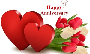 Happy Anniversary Heartsand Tulips PNG Image